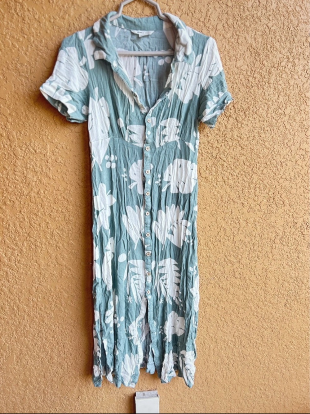 O'Neill Teal Maxi Dress with White Tropical Print